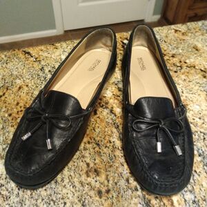 Michael Kors Sutton Leather Black Moccasin Loafer Shoes ME18G Women's Sz 10 M